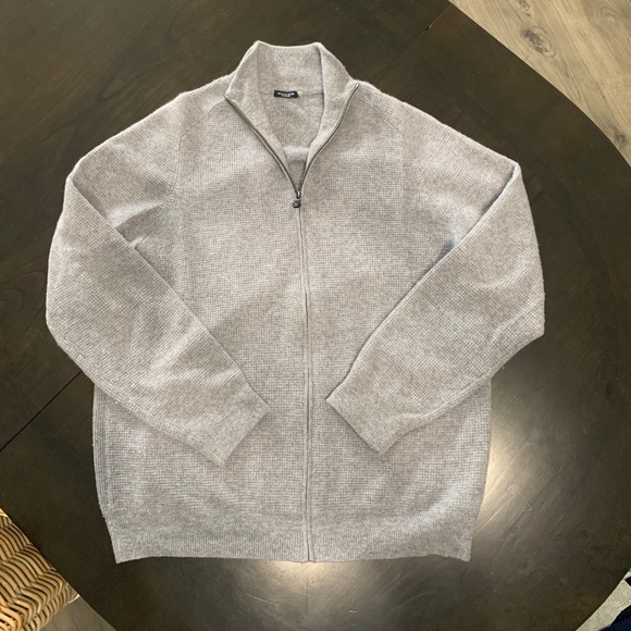 Waffle Knit Grey Cashmere Sweater SZ LG - Picture 1 of 2